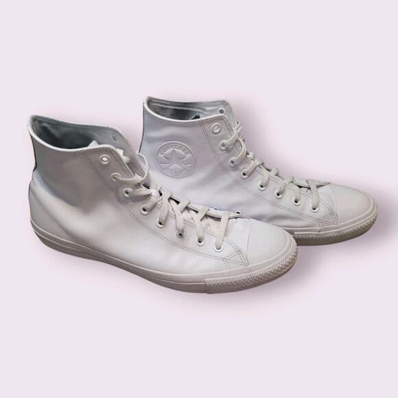 Converse Chuck Taylor Hi Leather Tri-White Men’s 13/Women’s 15 Preppy Grunge - Picture 3 of 8